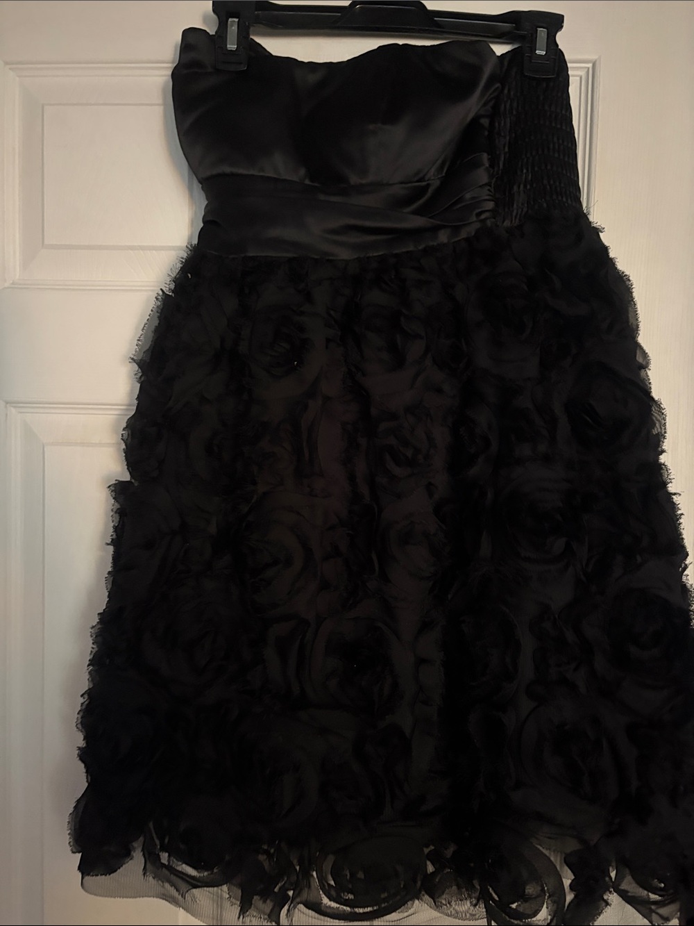XOXO Black Strapless Rosette A-Line Dress